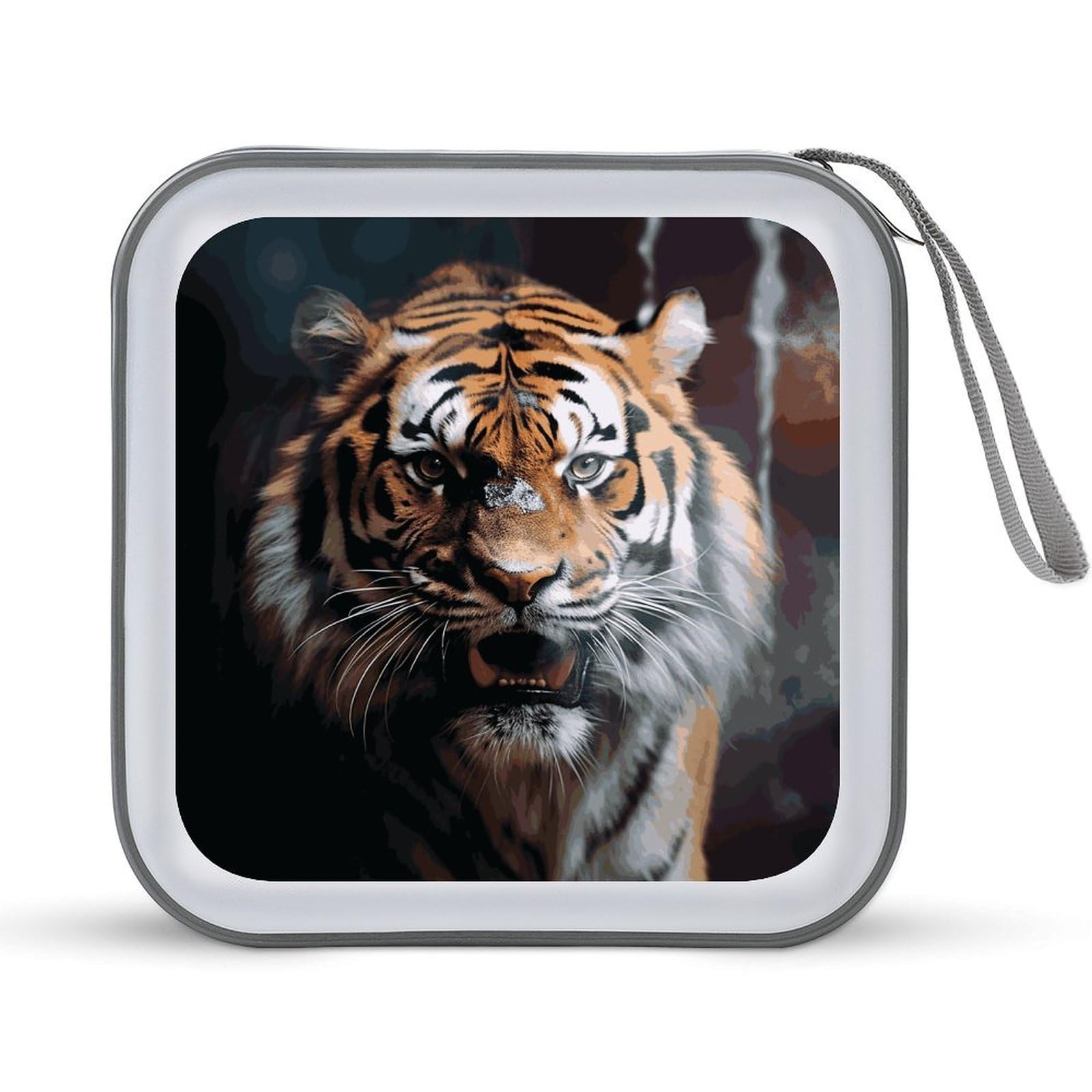 VstaDank A Tiger in A Cage CD Case with Hand Strap Lightweight DVD Wallet Holder 40 Capacity CD/DVD Case Wallet Protective CD Wallet CD/DVD Portable Storage Binder for Car Home Office