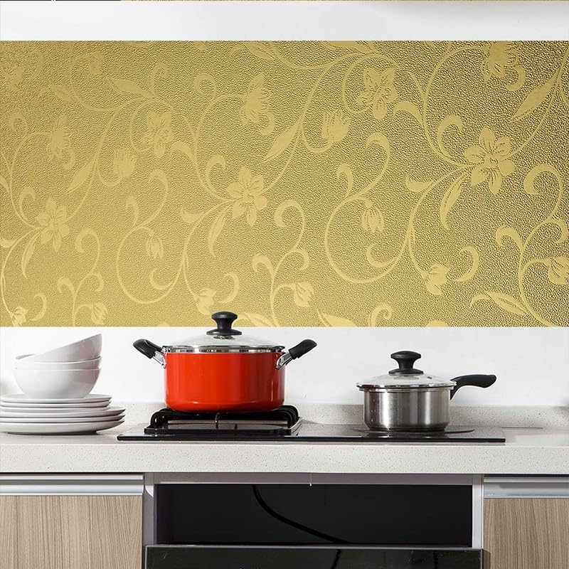 Image of SUNBIRD Wood Furniture Wallpaper Vinyl, Self-Adhesive Wood Wall Paper, Almirah,Kitchen Home Decoration 24in x 3 Meter (Jasmine Gold)