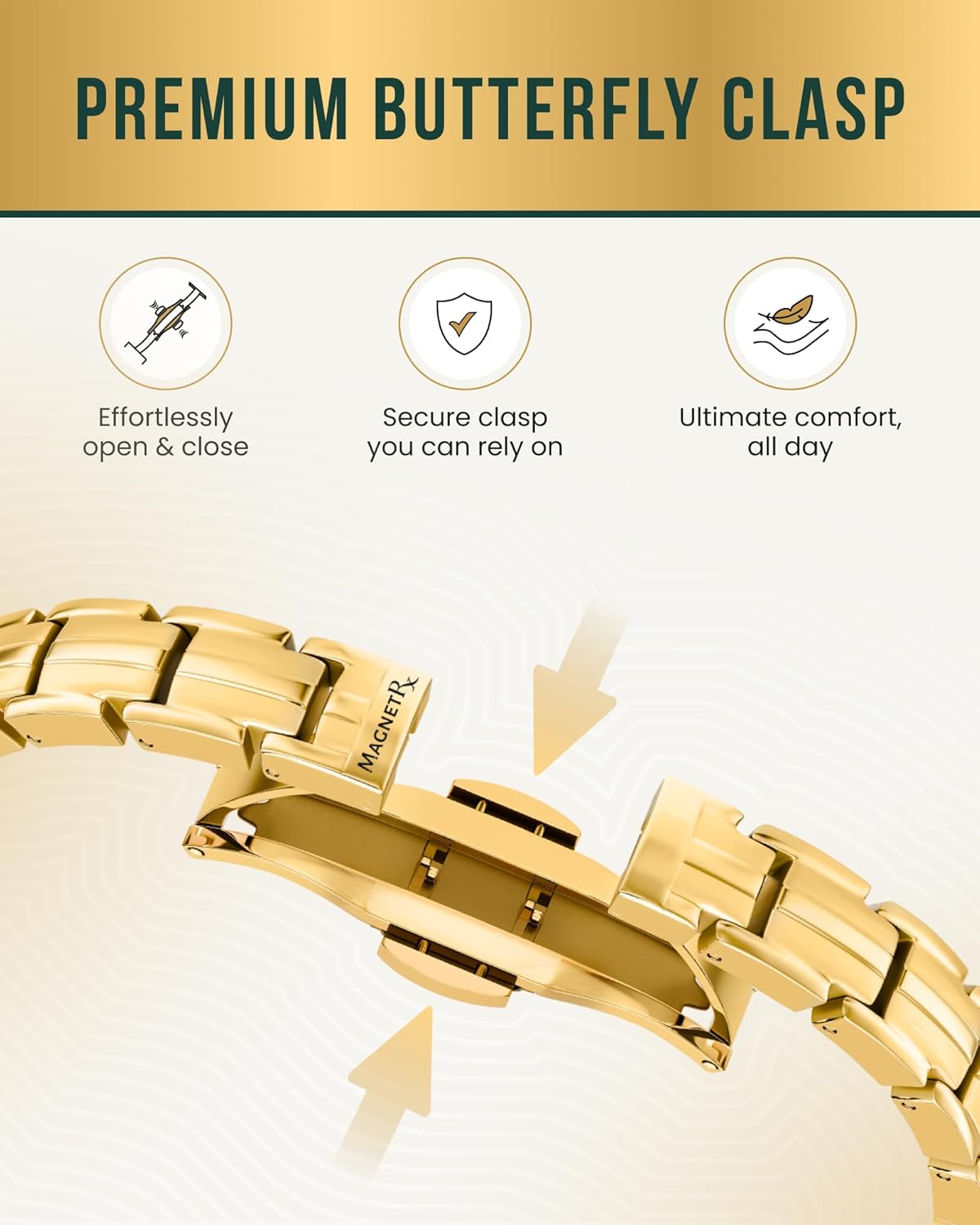 MagnetRX® Magnetic Bracelets for Women - EllipseMAX 5X Strength 5,000 Gauss Magnets - Designed in USA & PATENT PENDING - Premium Titanium Womens Magnetic Bracelet & Adjustable Length (Gold) - Image 5