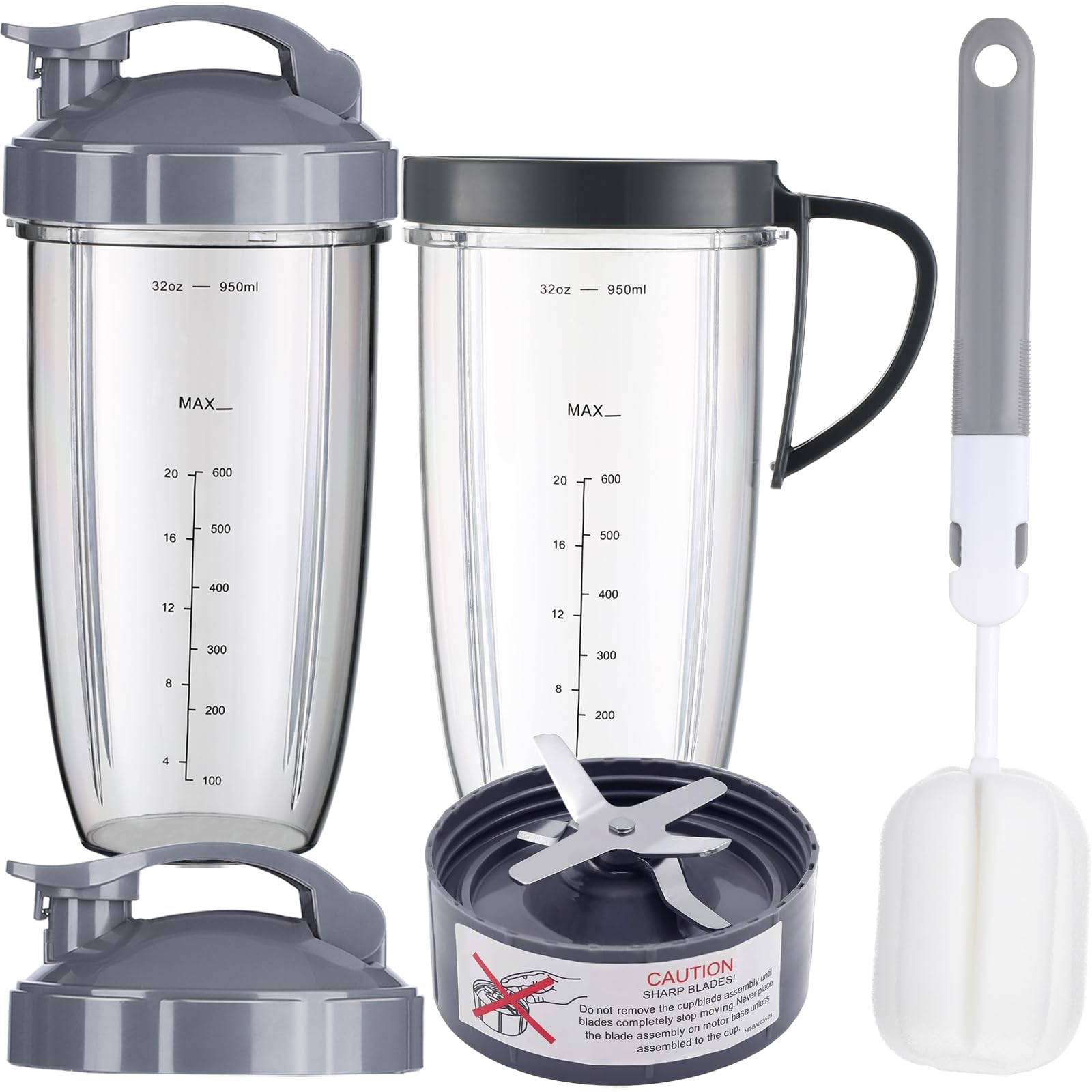 Do nutribullet Blender Cup & Blade Zestaw wymienny 900 ml, ogromny kubek z 2 otwieranymi pokrywkami na wynos, 1 uchwytem pierścieniowym i ostrzem ekstraktora premium, kompatybilny z blenderem