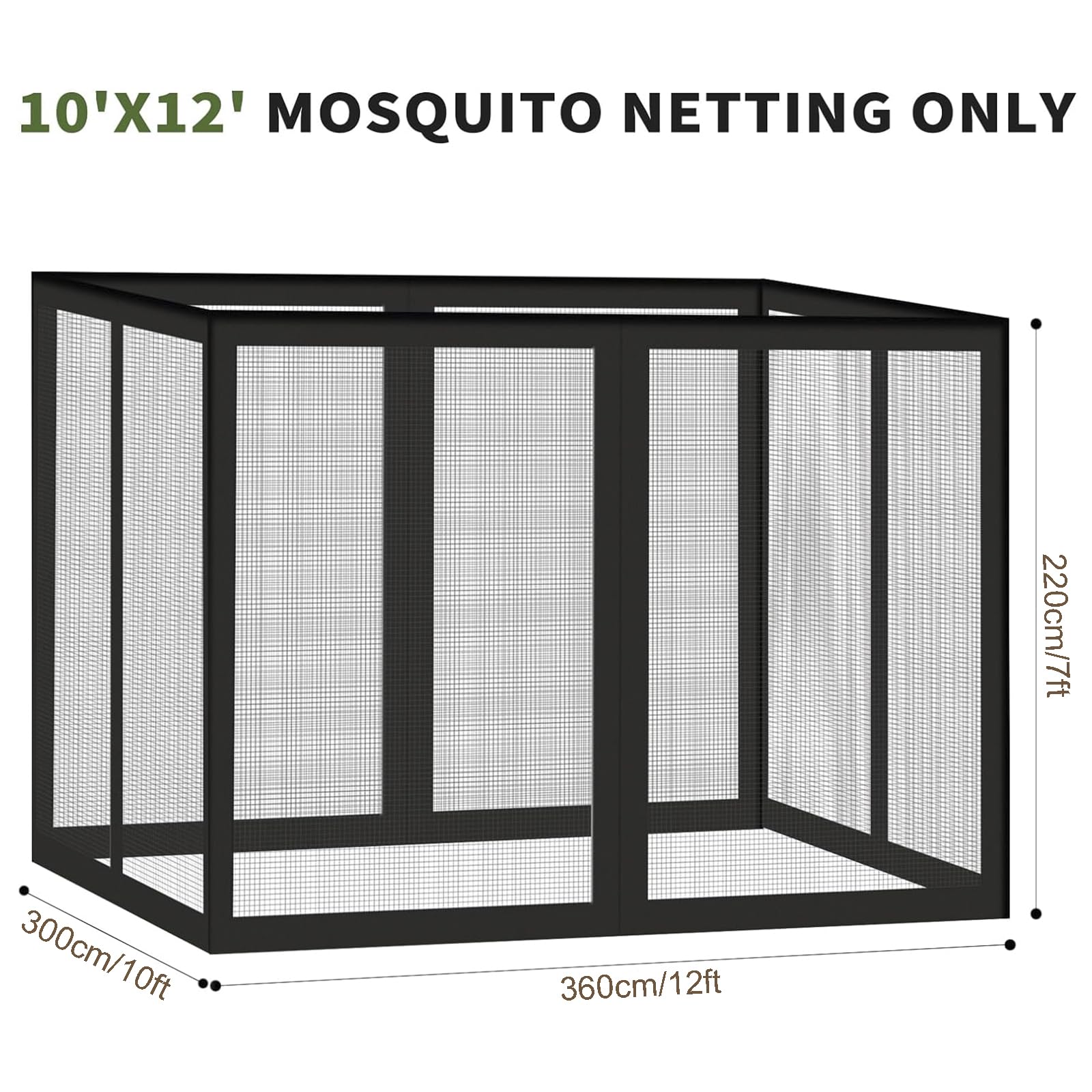 MSUIINT Zanzariera Per Gazebo - 300x300x220 Cm, Con Cerniera - Foto 12