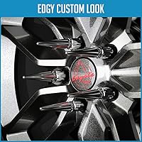 Vista 2 de Wheel Accessories Parts SRT Viper - 24 tuercas de punta de 1/2 a 20 roscas de 4.40 pulgadas de largo, cromadas negras, 7/8 pulgadas y 13/16