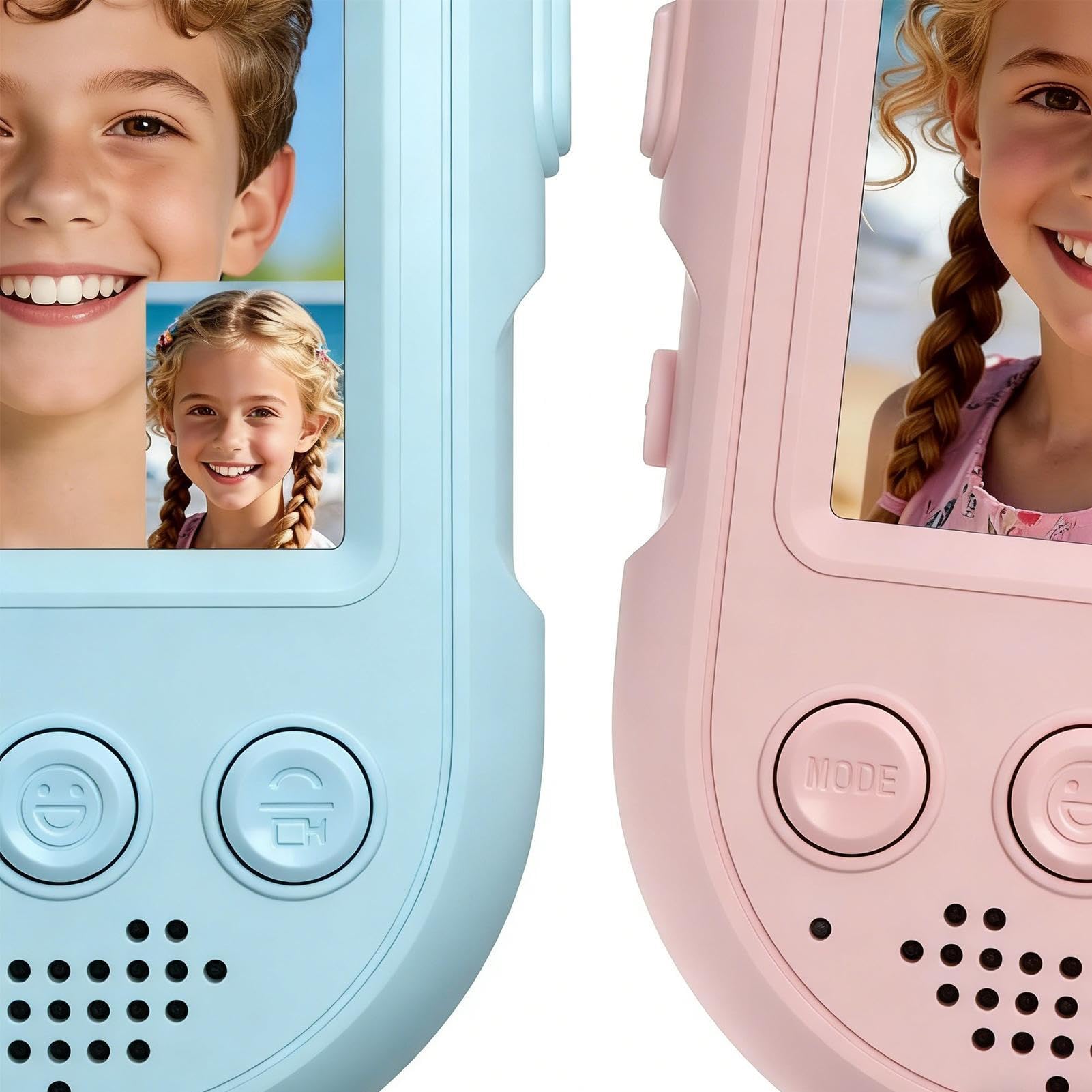 Walkie Talkie Video Per Bambini 2 Pezzi Radio Giocattolo Ricaricabile | Walkie Talkie Per Ragazzi Con Portata Di 300 Metri E 4 Effetti Vocali per Età 3-12 in Famiglia Chiamate e Conversazioni