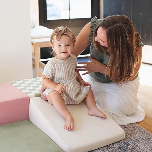 Miniatura 8 de Tiny Land Bloques de escalada de espuma suave para niños pequeños, 6 piezas de bloques de escalada de espuma para bebés, juguetes de escalada en el