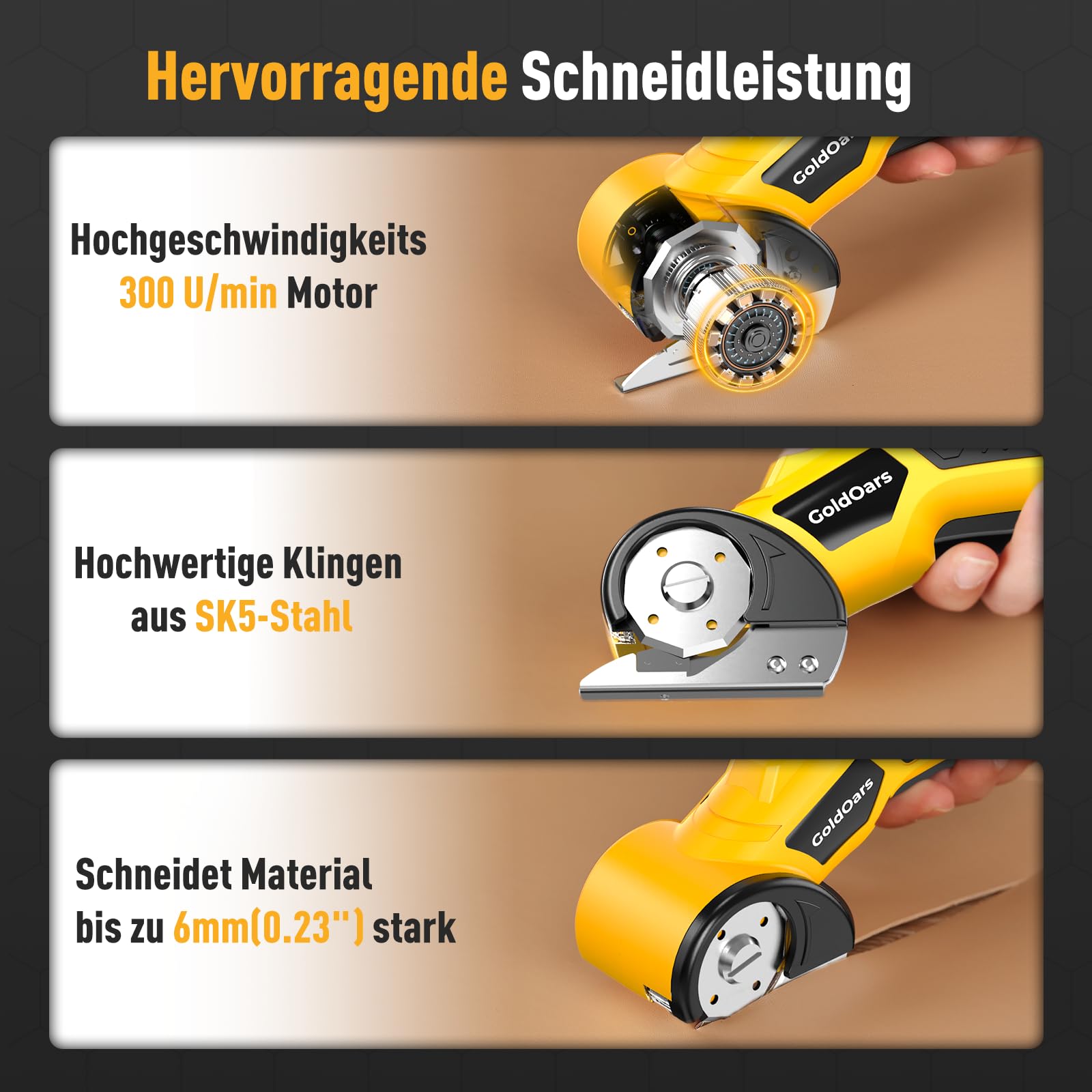 Kartonschneider, Elektrische Schere mit 4V 2000 mAh Akku, 6mm Schnittstärke für Pappe, Kartons & Basteln, inkl Ersatzklinge