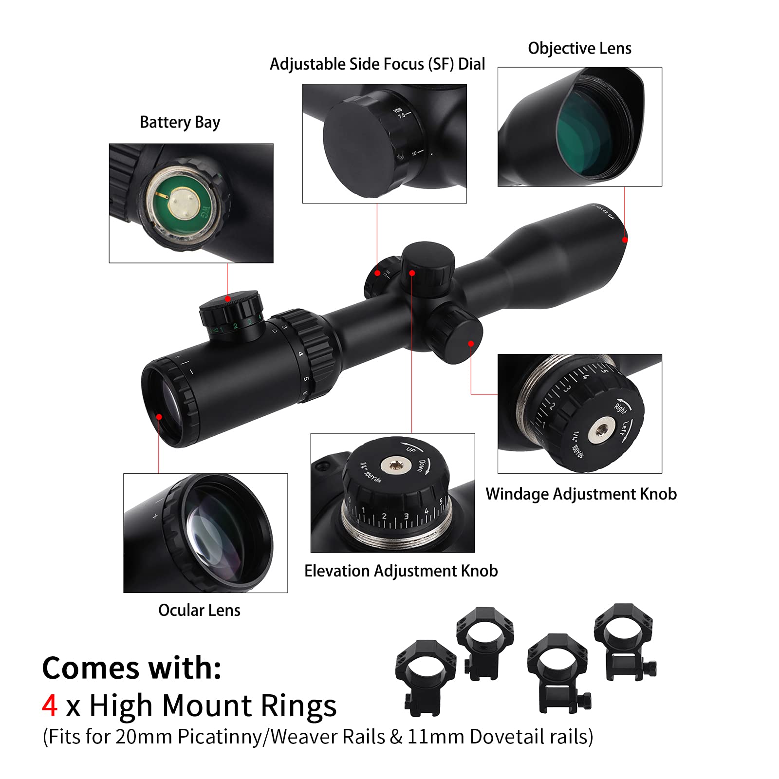 STRIKE EAGLE-Lunette de visée pour fusil de chasse, DulOptics, 1-6x24 LIVRAISON GRATUITE