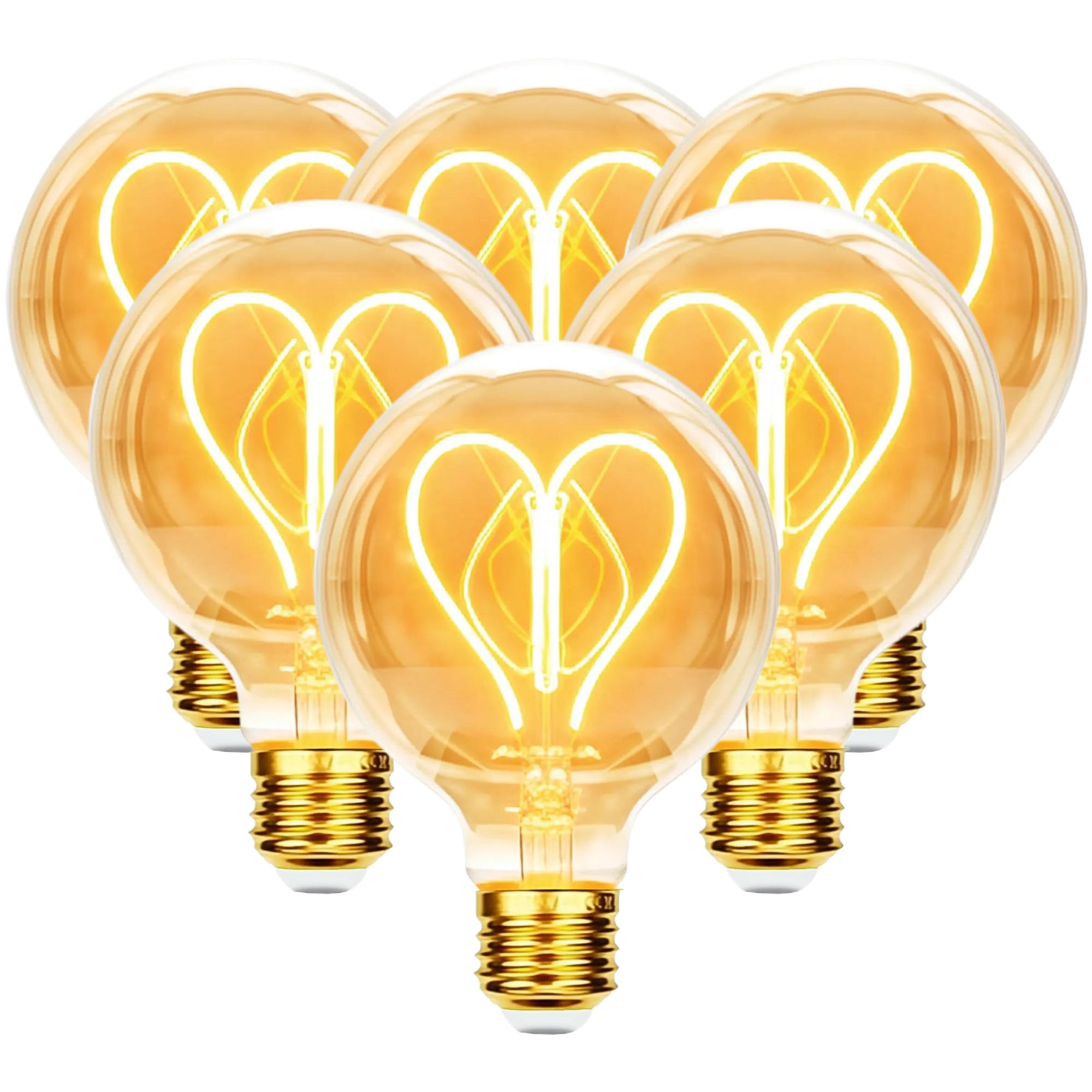 Edison Vintage E27,G80 4W Bombilla LED E27 Regulable Ideal Para Iluminación Nostálgica y Retro en la cafetería del hogar, Vidrio ámbar - 6 piezas(AXDHPS3PBT1)