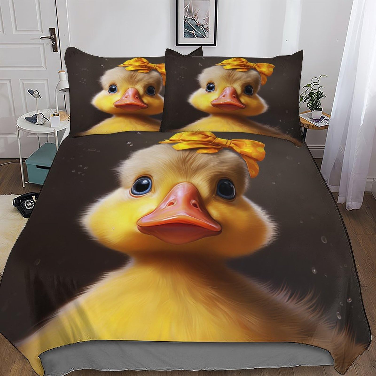 DCCCY Duck Duvet Cover Set Microfiber Bedding Set Quilt Cover 3 Pieces with Pillowcases For Boys Girls Comforter Cover Double (200x200cm)