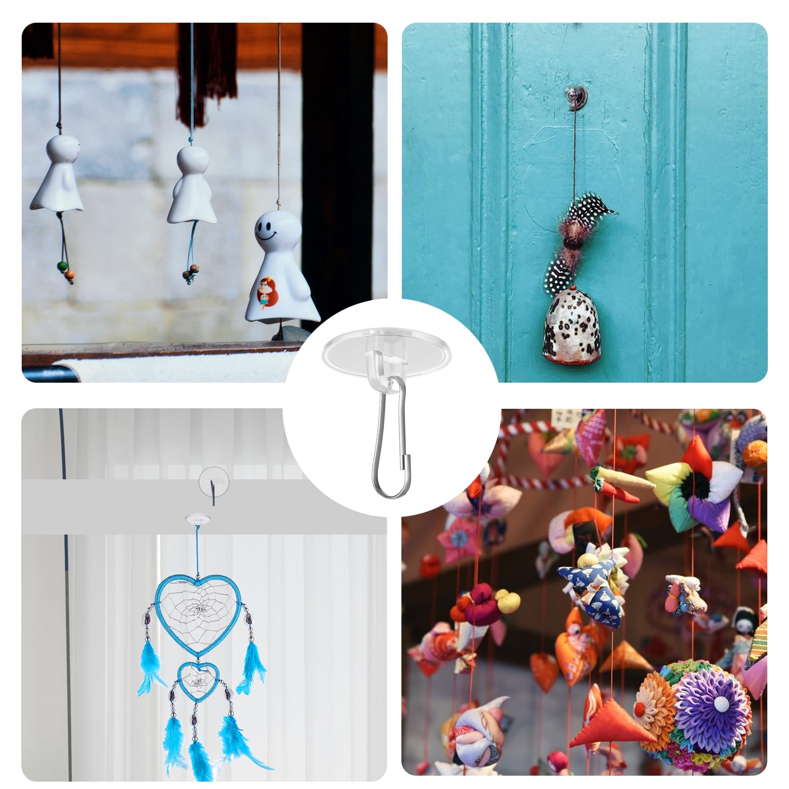 Ganci Da Soffitto Autoadesivi Trasparenti - Set Da 20 Pezzi, Senza Forare, Con Clip Per Decorazioni