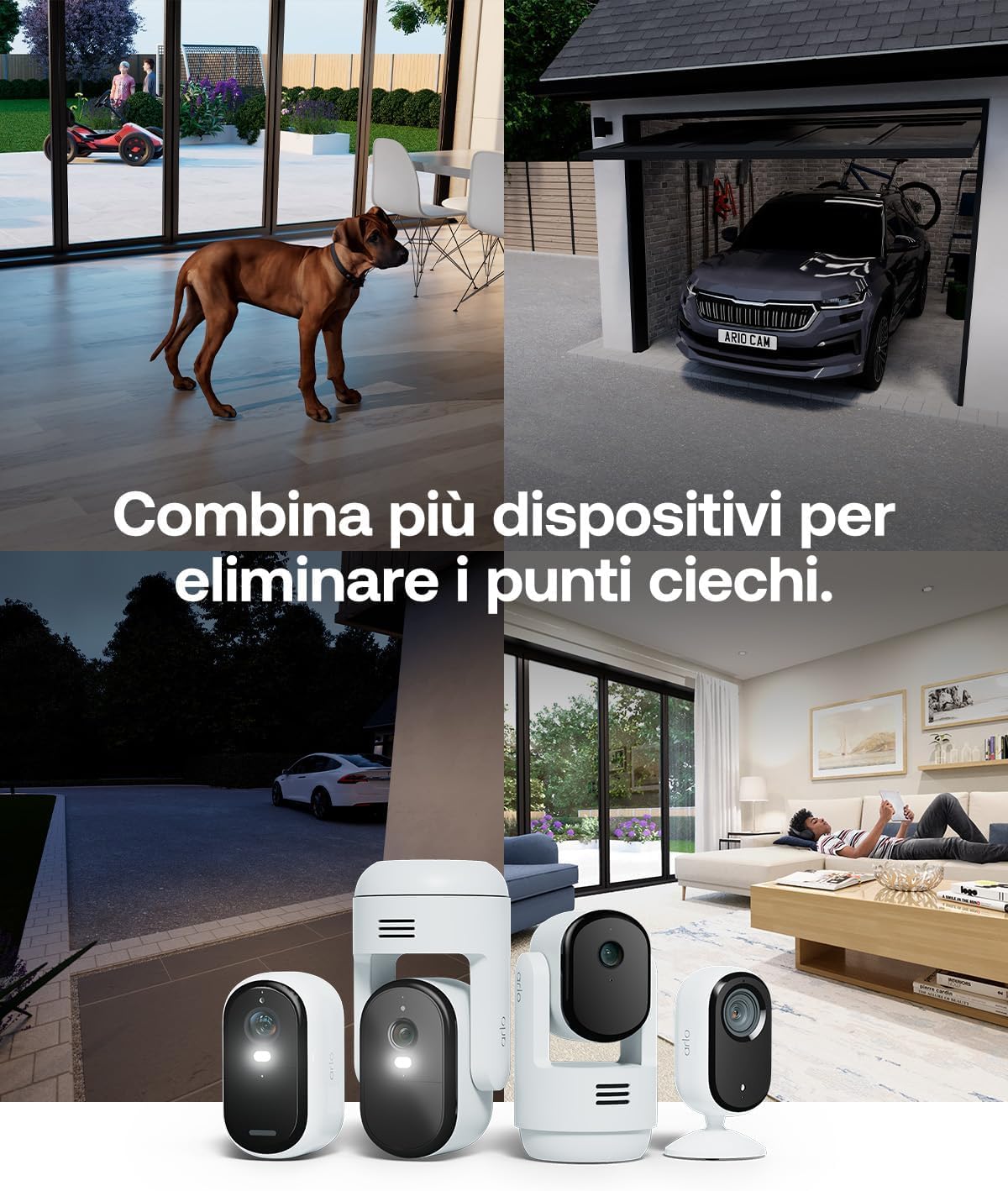 Arlo Essential 3 Indoor 2K PTZ, Telecamera di Sorveglianza WiFi Interno 2K, Rilevamento di AI, Visione Notturna, Audio Bidirezionale, 1 Telecamera, Bianca