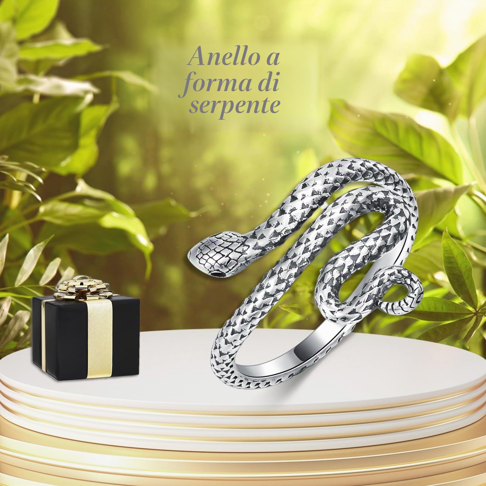 VONALA Anello a serpente da donna, in argento Sterling 925, regolabile, regalo per donne, amici, famiglia