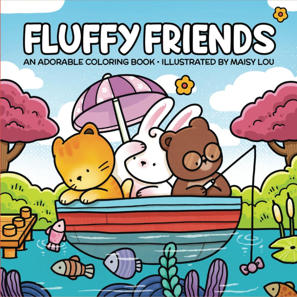Fluffy Friends: A Lovely Coloring Book for Adults and Teens Featuring Charming Animal Characters for Relaxation