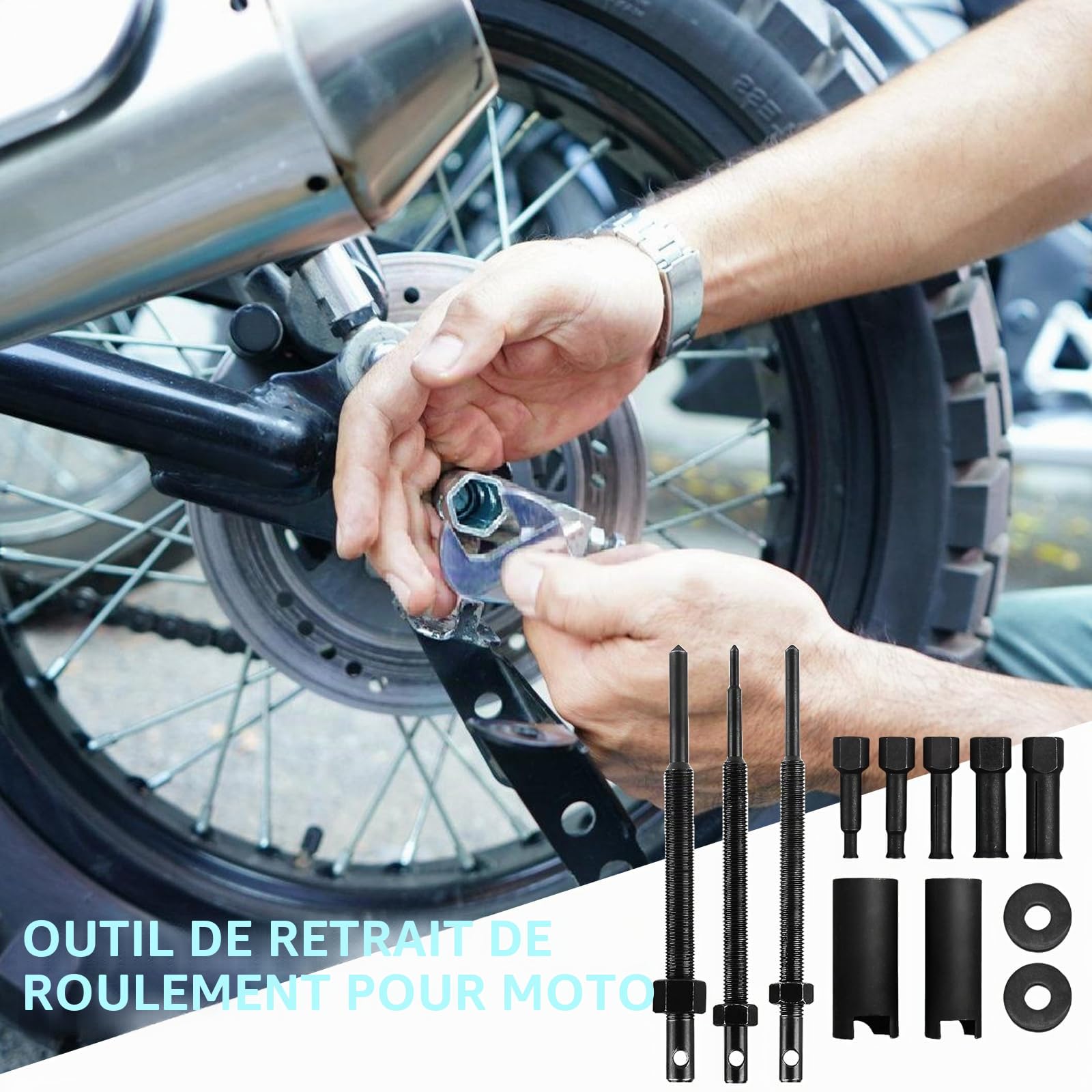 BORDEAG 12 Pièces Extracteur De Roulement Intérieur, 9-23mm Extracteur De Roulement, Ensemble D'outils De Retrait D'extracteur De Roulements, Doutils Extracteur De Roulement Moto pour Motos