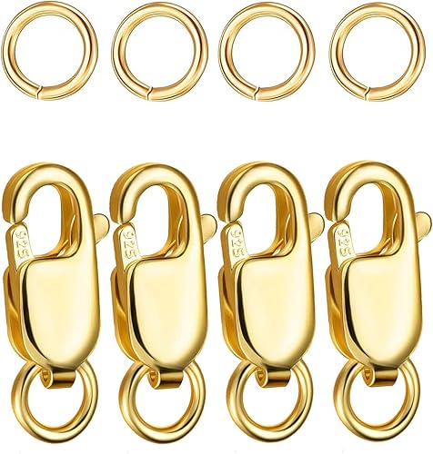 Miniatura 7 de Dailyacc Cierres de pinza de langosta para hacer joyas, oro y plata con anillos de salto, cierres seguros para collares, pulseras, manualidades