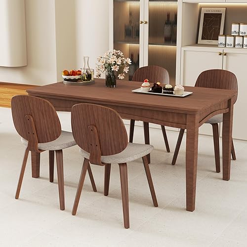 Miniatura 2 de GOFLAME Juego de 4 sillas de comedor de madera, sillas de cocina modernas con asiento acolchado y respaldo curvo, sillas laterales de madera curvada