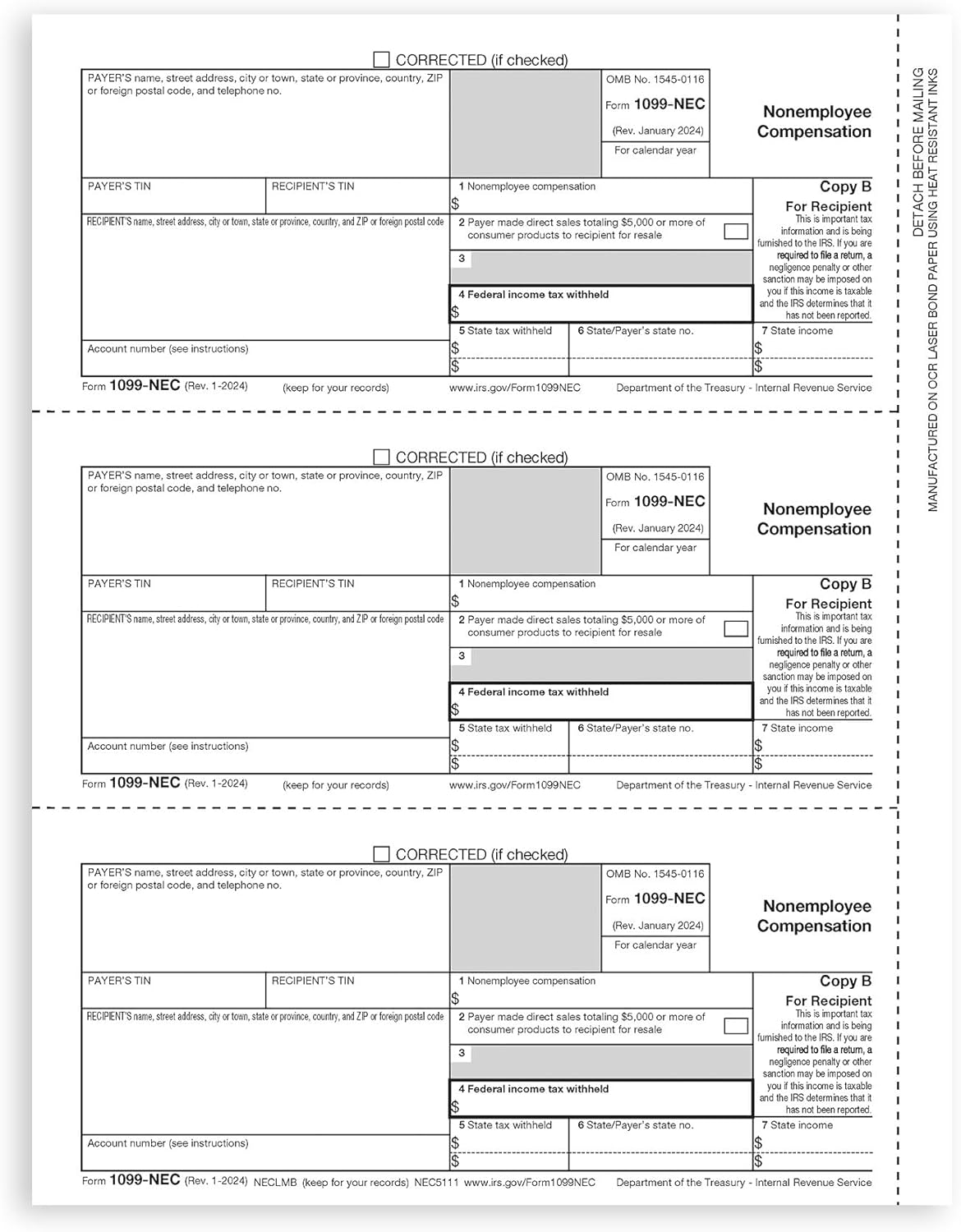 Blue Summit Supplies 1099-NEC 4 Part Tax Form Bundle 2024 with TaxRight CD-ROM (Formerly called TFP), Includes Self-Seal Envelopes, Designed for QuickBooks and Accounting Software, 50 Pack - Image 4