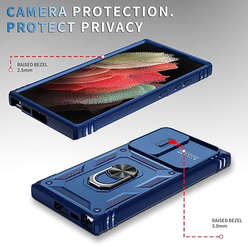 Miniatura 5 de PASNEW Funda para Samsung Galaxy S23 Ultra, cubierta de metal de 360 y cámara deslizante, armadura de múltiples capas, militar, resistente, cuerpo