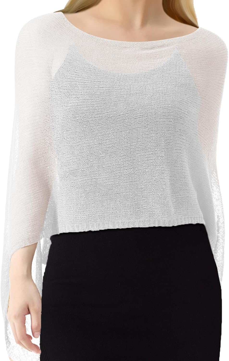 1 Pcs Women Sheer Poncho Shrug Summer Sheer Blouse Top Lightweight Poncho Sheer Bolero for Formal Evening Dress