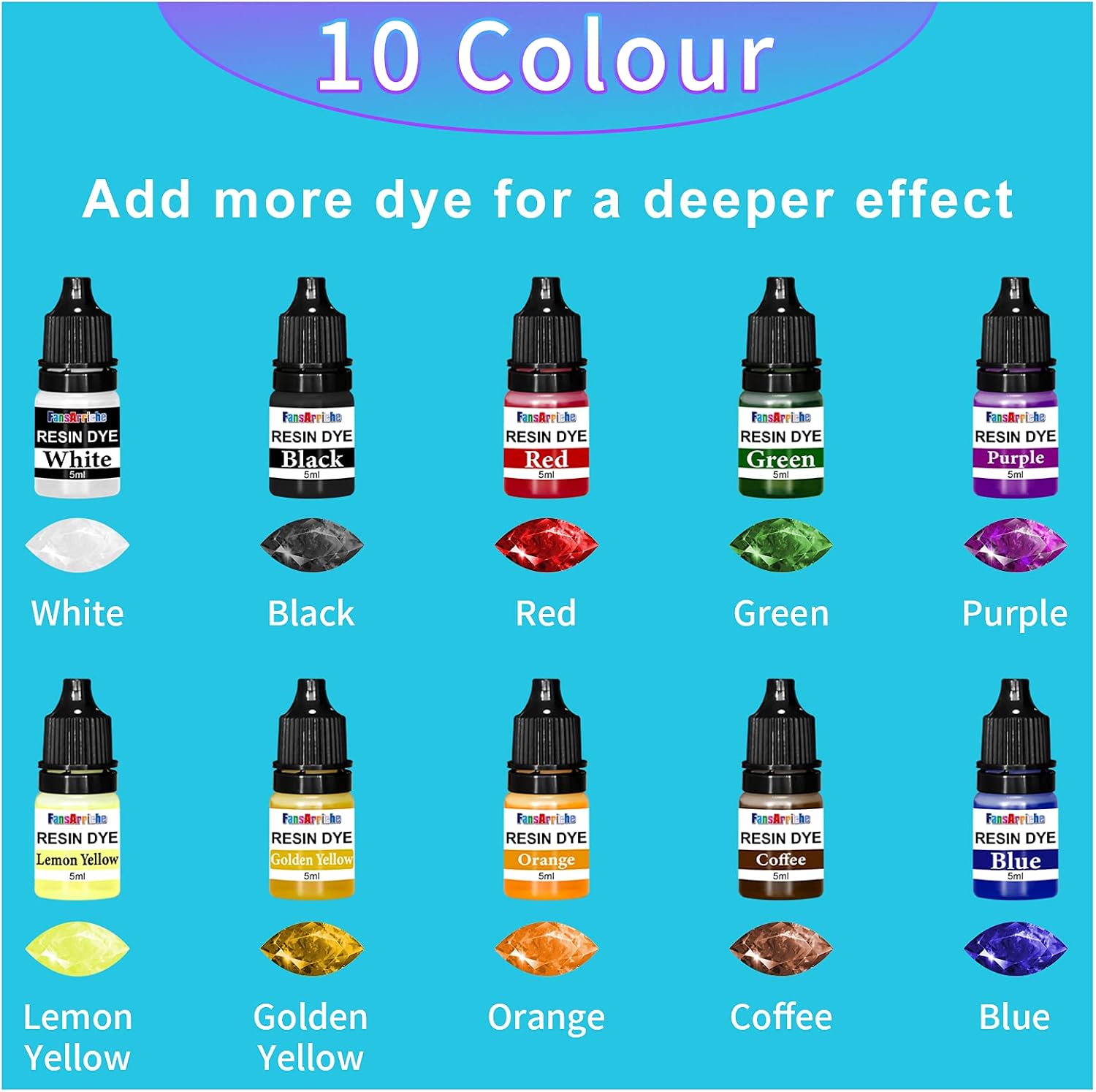 FansArriche 18.5 Ounce 2 Part Epoxy Resin Crystal Clear for Art, Crafts & Jewelry Making, Non-Toxic Resin with 4 Dropper 2 Sticks 2 Pair Gloves and 1 Pack of Resin Glitter