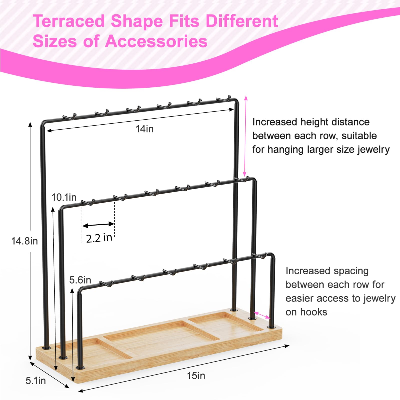 ZHAOGMQH Earring Display Stands for Selling,Jewelry Stand for Vendors Craft Shows,Jewelry Holder Display for Earring, Bracelet,Hair Accessories, Rings, Necklaces,keychains, Retail Display Rack