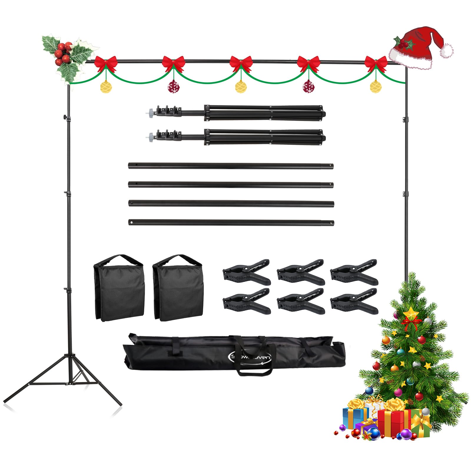 ShowMaven Background Stand,Adjustable Photo Backdrop Stand with Carry Bag for Photography Photo Video Studio, Photography Studio, Birthday Party (