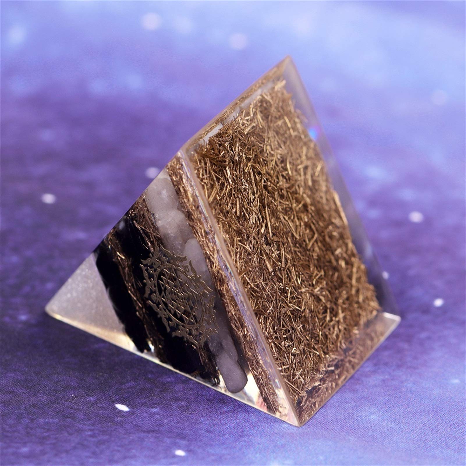 Pirámide de la pirámide de Las virutas de Cobre obsidiana con la decoración del hogar de Las pirámides de meditación de Cristal Blanco (Size : 6CM)