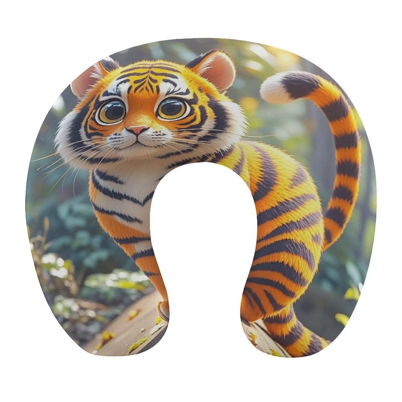 FekiLoot Tiger Stripes Orange Travel Pillow U Shaped Neck Pillow Comfortable Memory Foam Pillow Portable Soft Headrest Lightweight Neck and Head Support for Planes Trains Self-Driving Cars