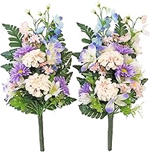 Yamakyu Artificial Buddha Flowers, Alstroemeria and Dahlia Bouquet, 1 Pair, Approx. 16.9 inches (43 cm), CT Catalyst (Deodorizing and Stain Resistant) Treatment, Silk Flowers, Ohigan, Obon, Buddhist