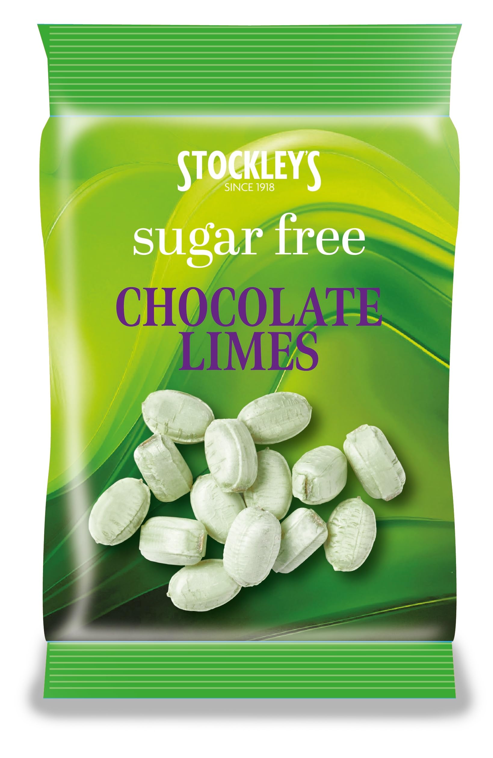 Stockley's Sugar-Free Chocolate Limes - 70g x 12 Pack | Rich Chocolate Centre with Zesty Lime Shell | Hand-Crafted Sugar-Free Sweets