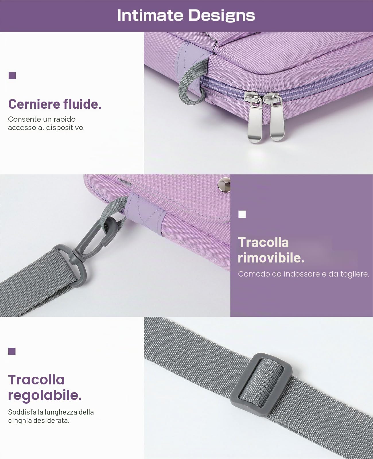 Dadanism 9-11 Pollici Tablet Custodia Borsa a Tracolla per iPad (A16) 11", iPad Air 11" M4/M3, iPad Pro 11" M5/M4, iPad 10a Gen 10,9", iPad 9/8/7a Gen 10,2", Galaxy Tab A11+ 11", Tab M11 11", Viola