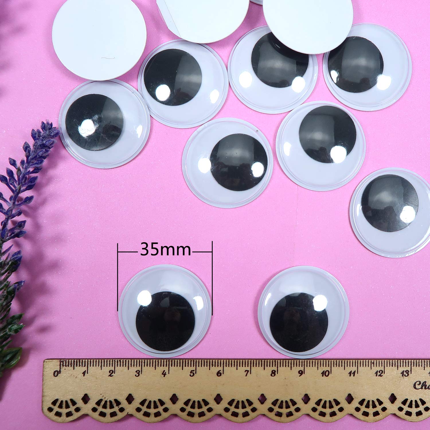 TOAOB 300 Pièces 15mm Yeux Mobiles Autocollants Adhésifs En Plastique Ronds Noir Blanc Pour Scrapbooking Artisanat Accessoires DIY Craft Poupées Décorations