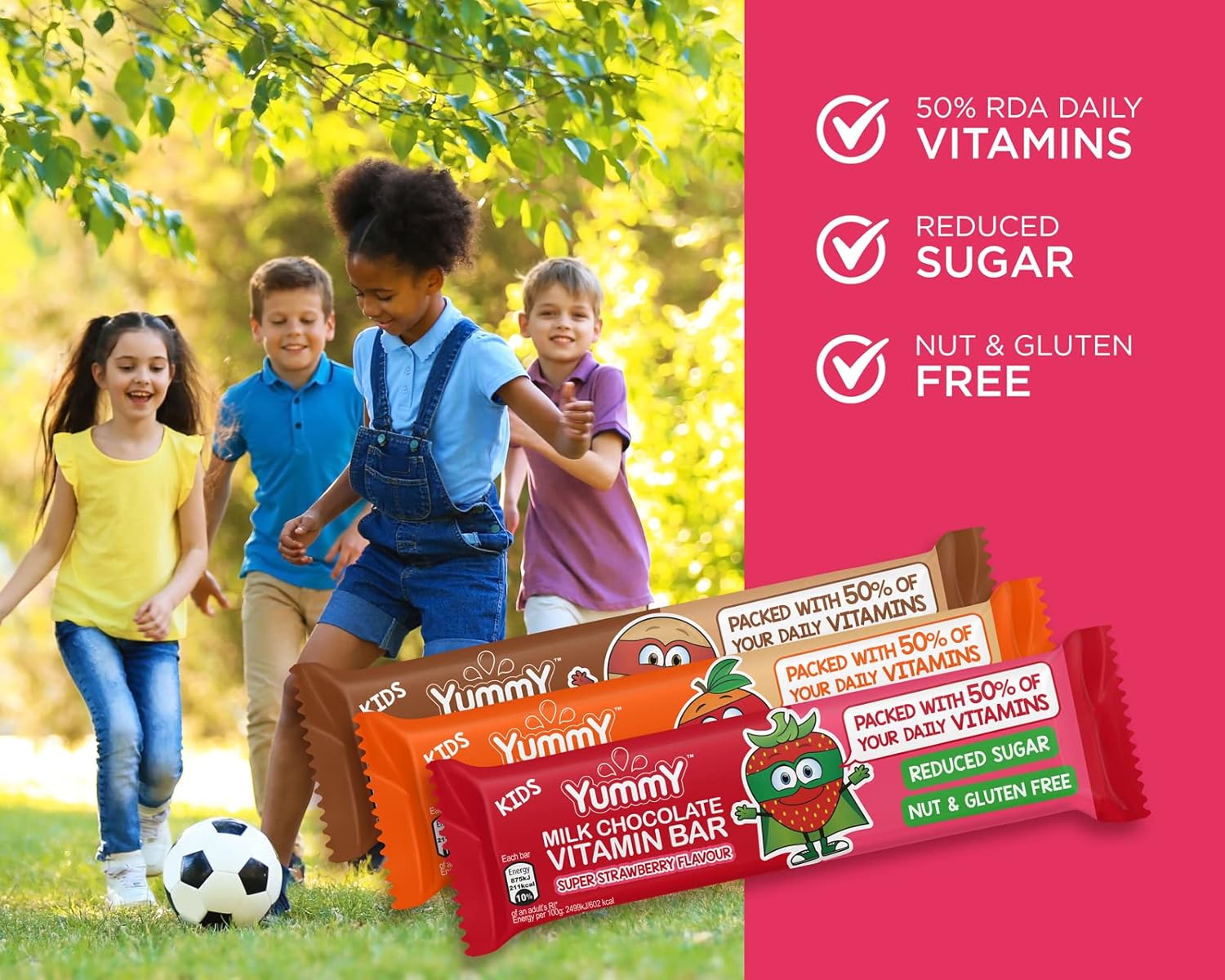 YUMMY Vitamin Chocolate Bar Mixed Flavours Orange Strawberry