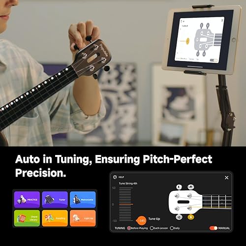 Miniatura 3 de POPULELE Ukelele de concierto de 23 pulgadas de fibra de carbono con APP gratis lecciones en línea para principiantes adultos adolescentes niños