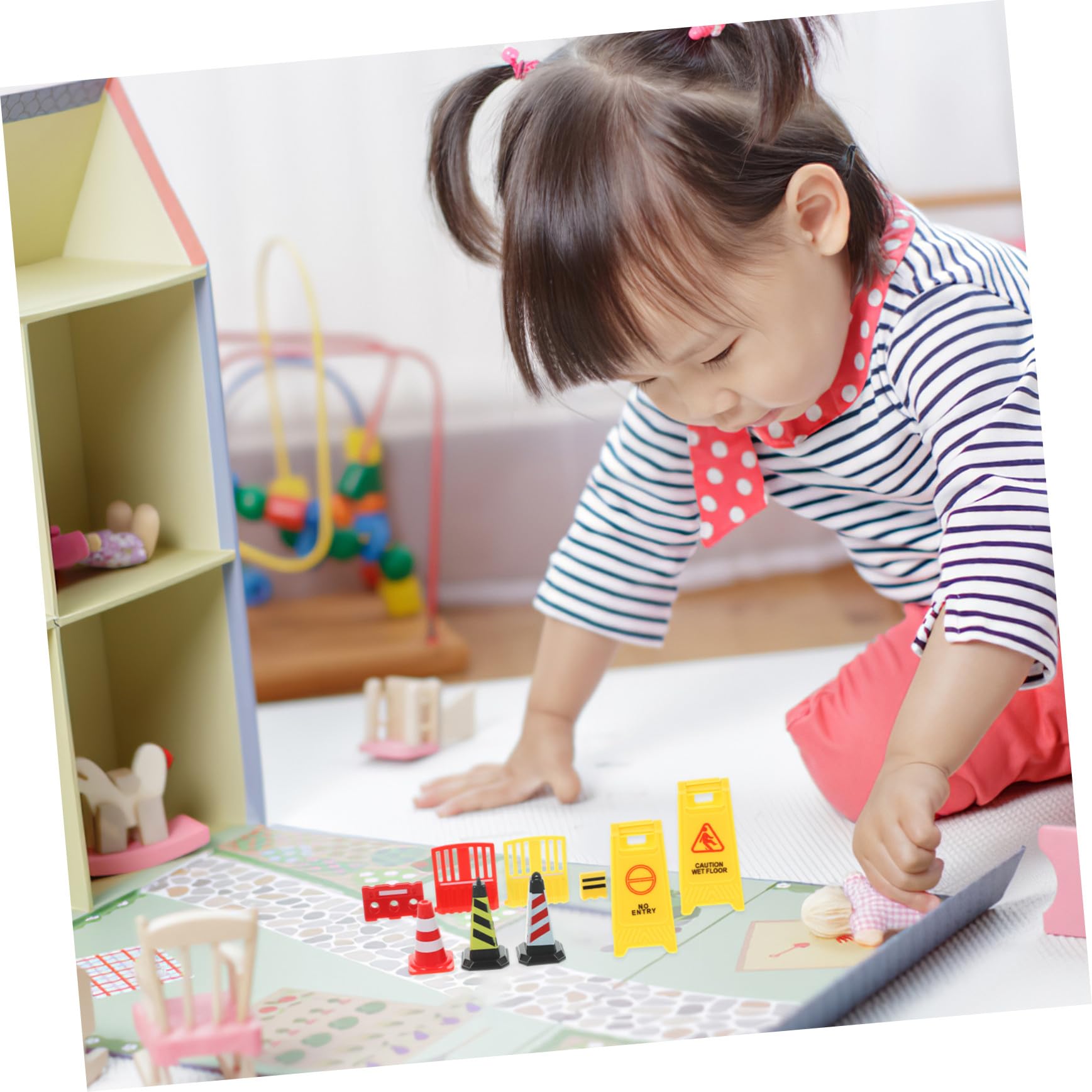 de Panneau de Signalisation Routière Facile à Transporter Ranger Jouet Miniature en Plastique Léger pour la Circulation aux Garçon et Filles
