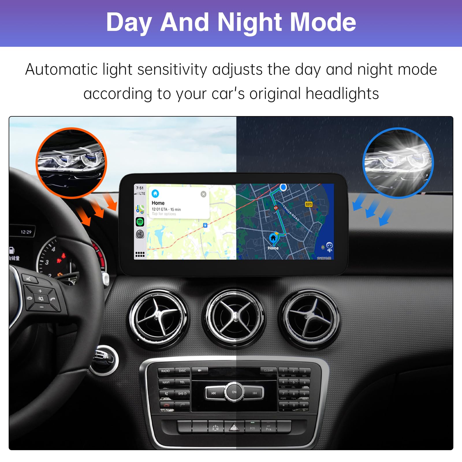 Road Top 10,25 Pollici Autoradio, CarPlay senza fili e Android Auto per Mercedes Benz A CLA GLA Classe W176 C117 X117 X156 2013-2015 Anno con NTG4.5/4.7, schermo tattile Stereo Auto con Mirrorlink