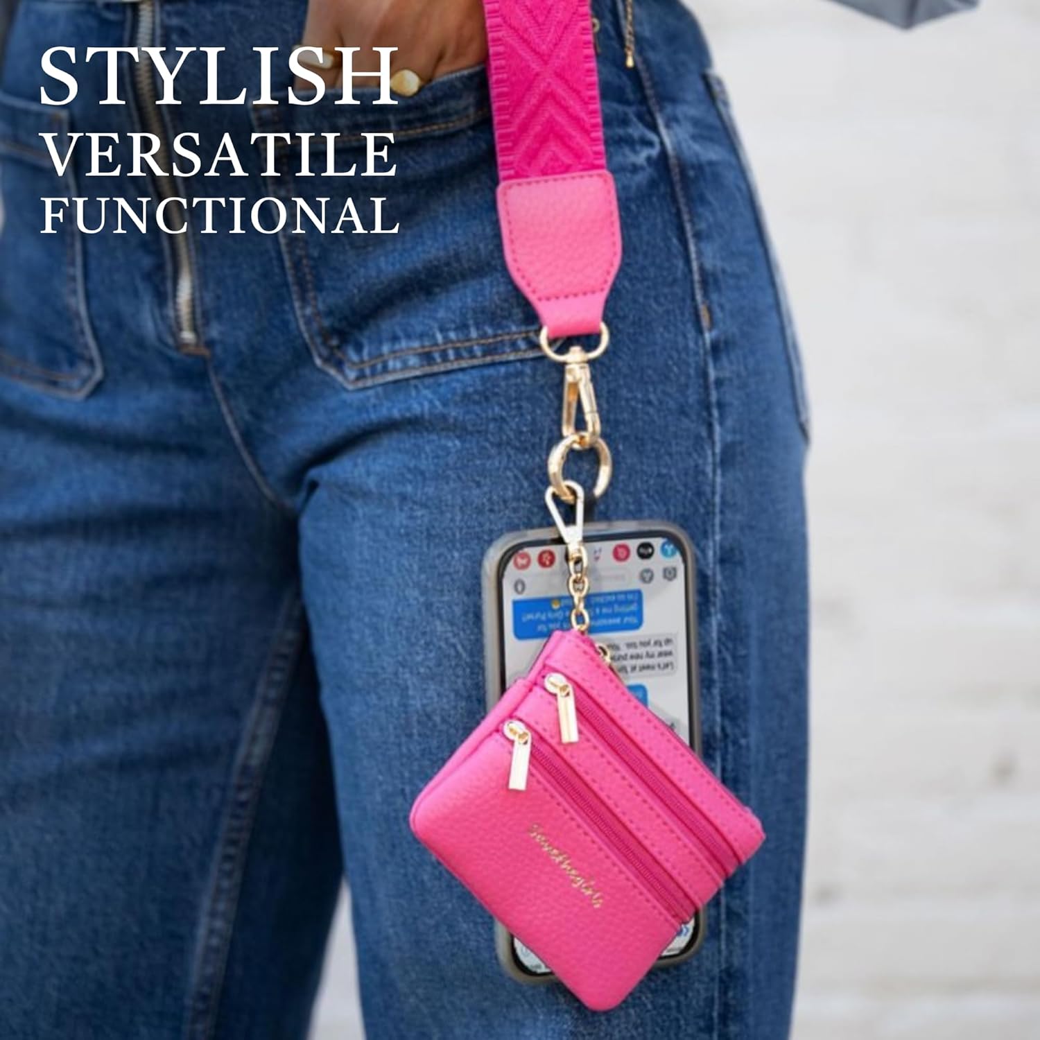 Save the Girls Original Clip and Go Phone Strap Pattern - Crossbody Phone Strap Chain with Zipper Wallet Pouch - Image 5