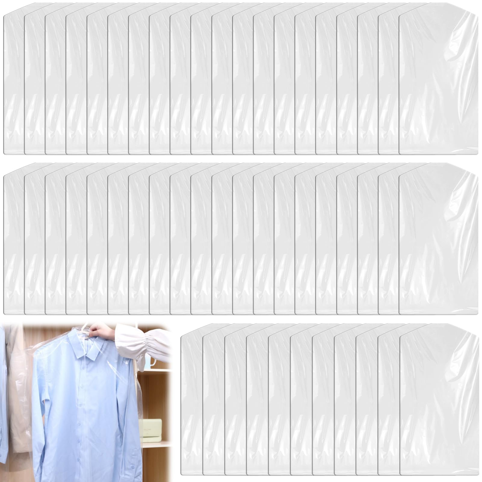 20 Custodie Trasparenti Per Abiti 60x120cm - Sacchetti Antipolvere Per Armadio E Tintorie - Riutilizzabili - Foto 11