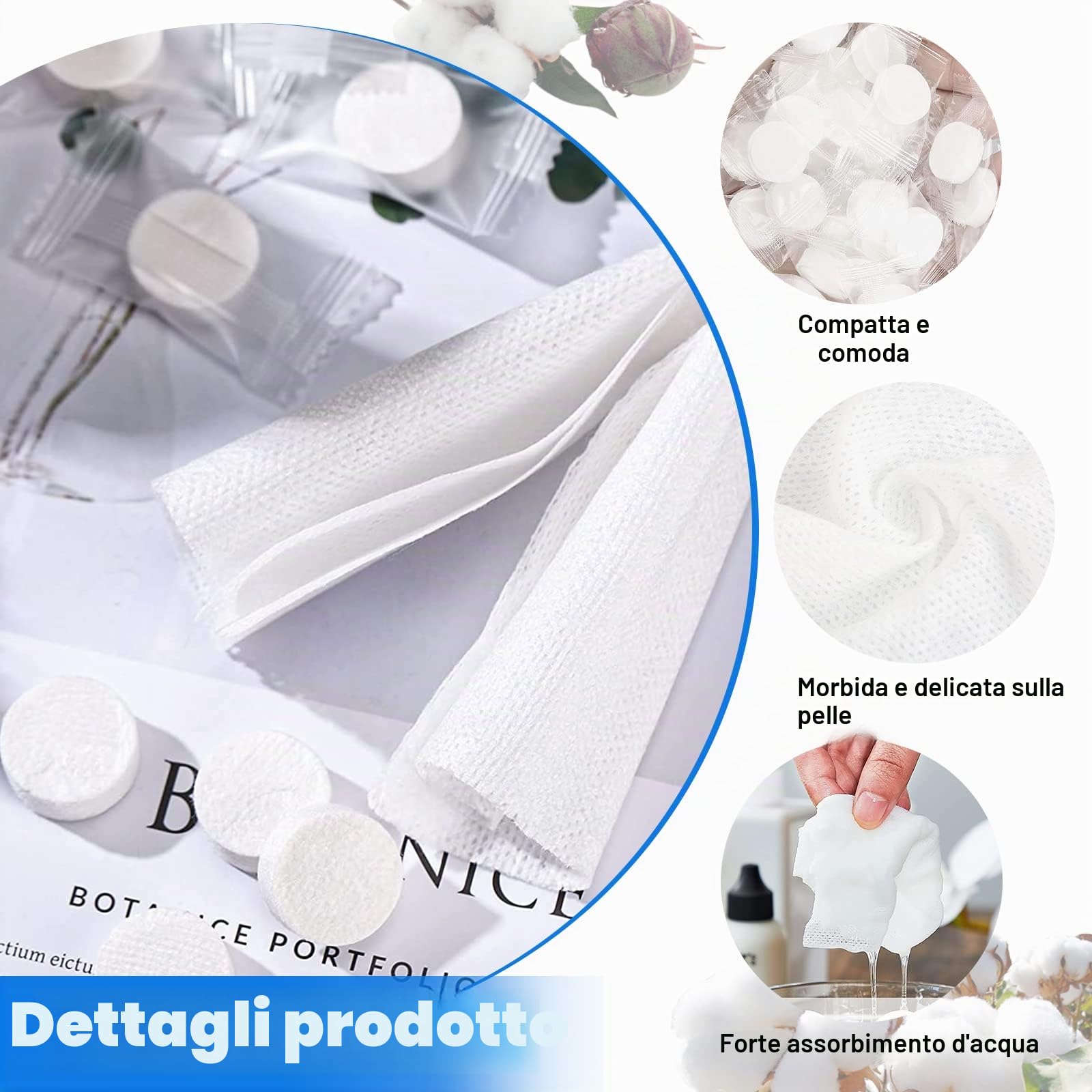 250 Pezzi Asciugamani Monouso, Portatili Asciugamani Compressi per Viaggi, Casa, Attività All'aperto(22 × 20 cm)