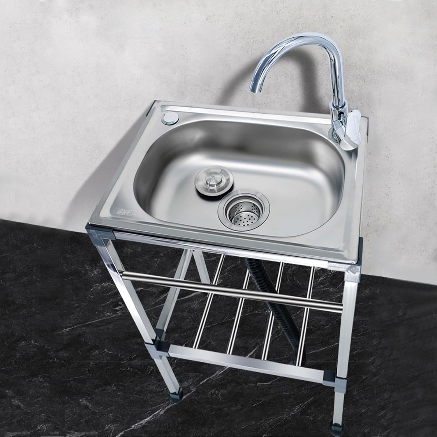 KISYHOLG Kitchen Sink Simple Stainless Steel Sink with Hot and Cold Tap