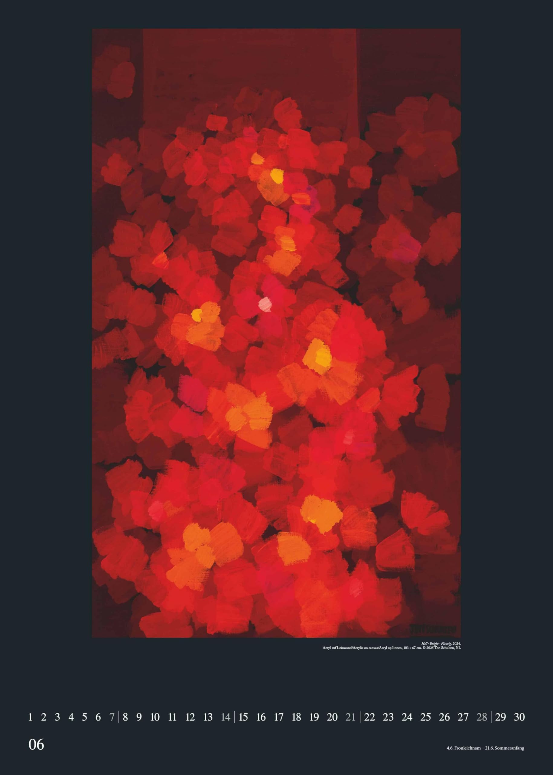 DUMONT - Ton Schulten 2026 – Kunst-Poster-Kalender 50 x 70 cm, Wandkalender mit farbenstarken Landschaftsmosaiken für Kunstliebhaber
