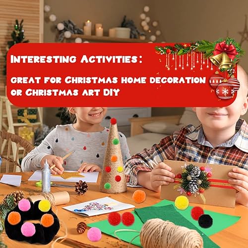 Miniatura 47 de MORFEN 150 pompones, pompones rojos de 1 pulgada para manualidades, bolas de pompón mullido, pequeños pompones para proyectos de manualidades, artes