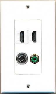 RiteAV - Placa decorativa de pared (2 puertos, HDMI, 1 puerto, RCA, 1 puerto, 3,5 mm), color verde
