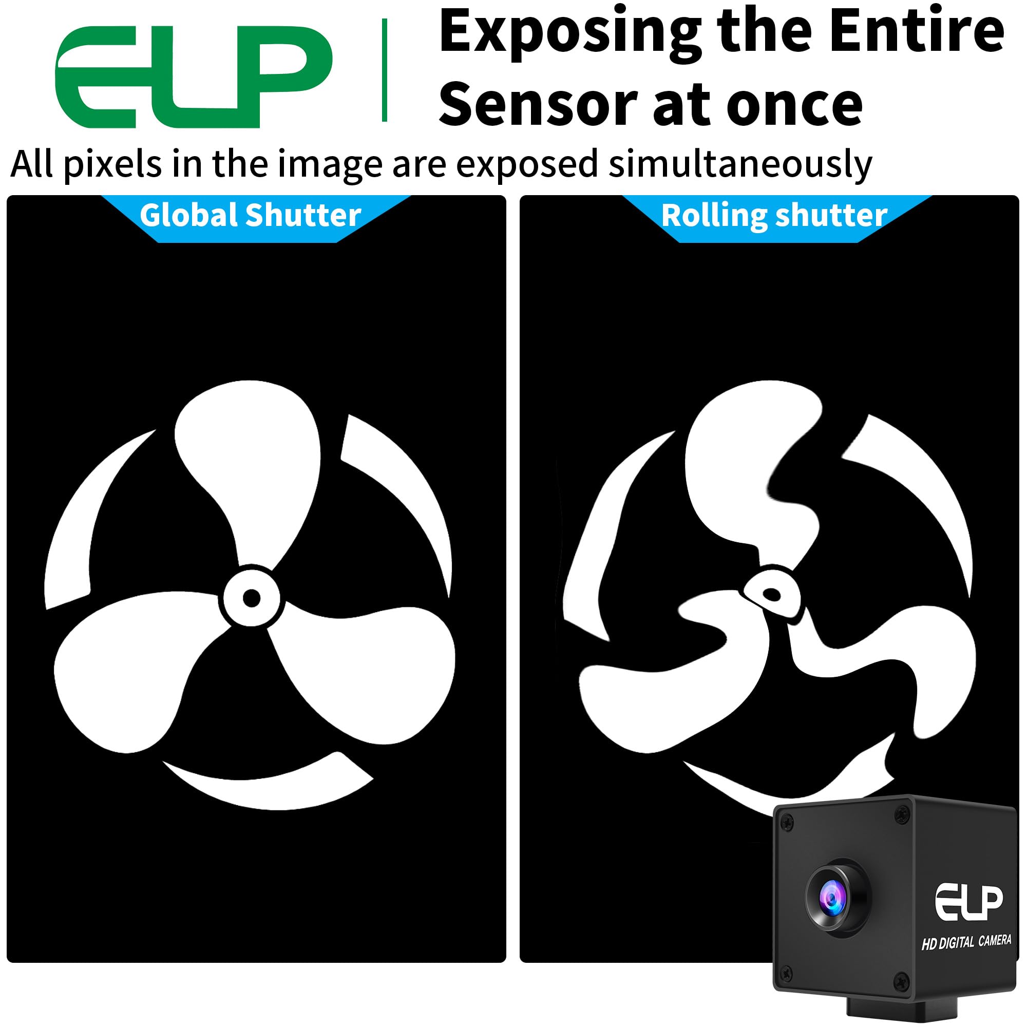 ELP Cámara global de alta velocidad con obturador USB 3.0, 720P/200fps, 1200P/120fps, USB3.0/2.0 de 20 pines, gran angular de 100 grados, para Windows, Linux, Mac, Pi, cámara web AR0234 de marco