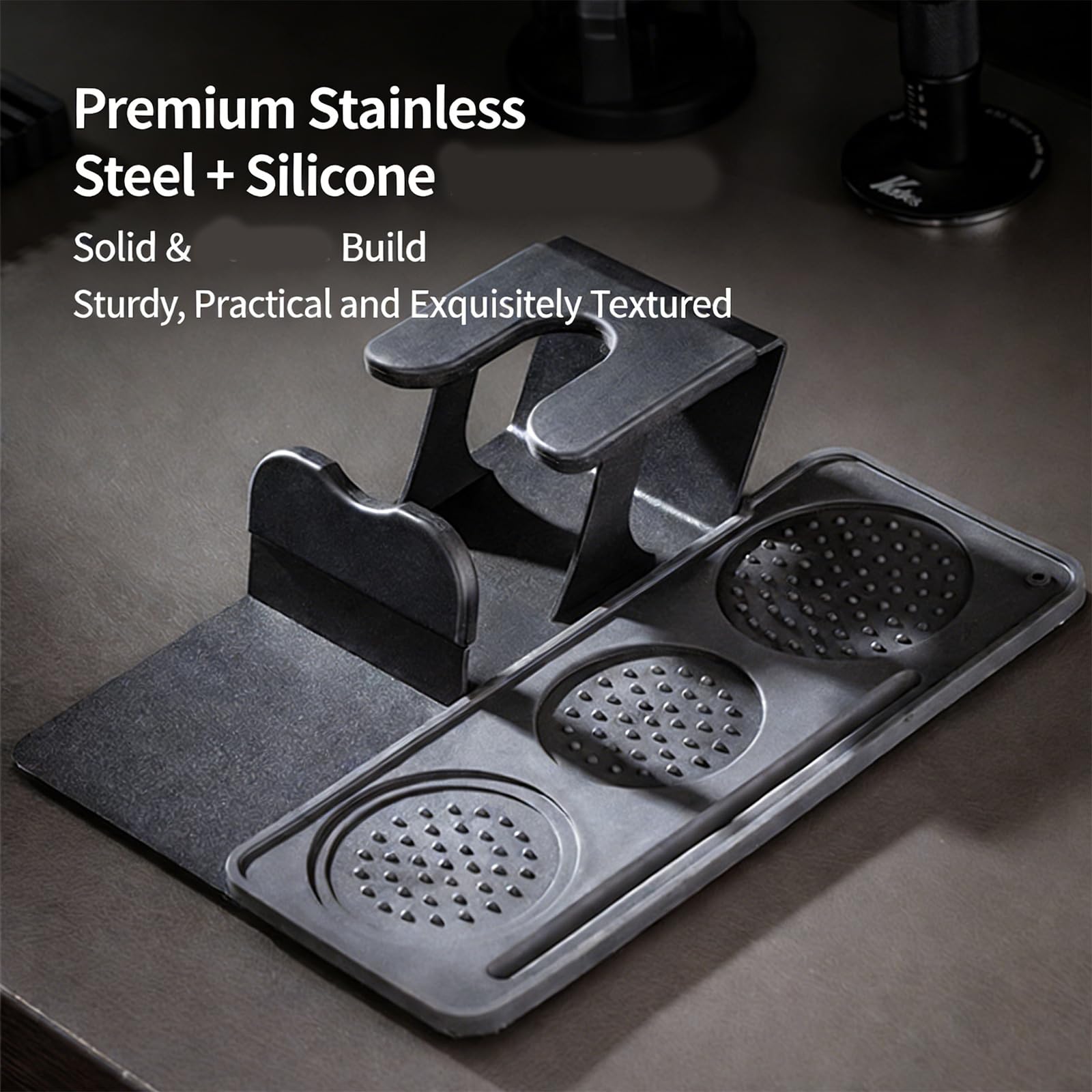 Soporte para cafetera, estructura de silicona con base antideslizante, fácil de usar, adecuado para el hogar y la oficina para un uso seguro y eficiente, triturador de café ergonómico
