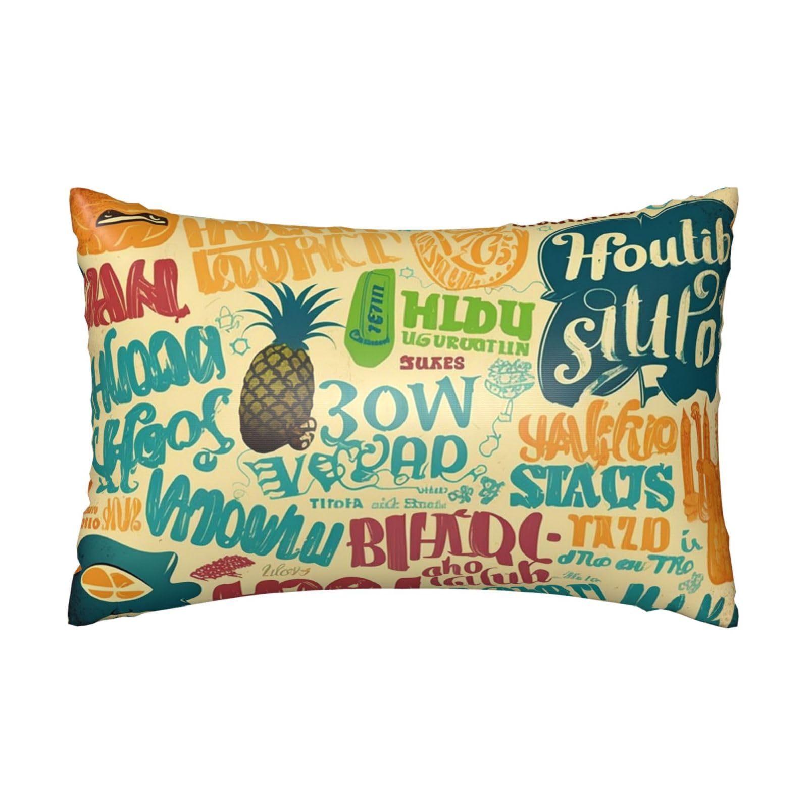 Satin Pillowcase for Hair and Skin,Soft Breathable Silk Pillowcase Hawaiian Slogans Cooling Pillow Cover with Hidden Zipper Queen Size Cushion Case for Bedroom Sofa 20”X30”
