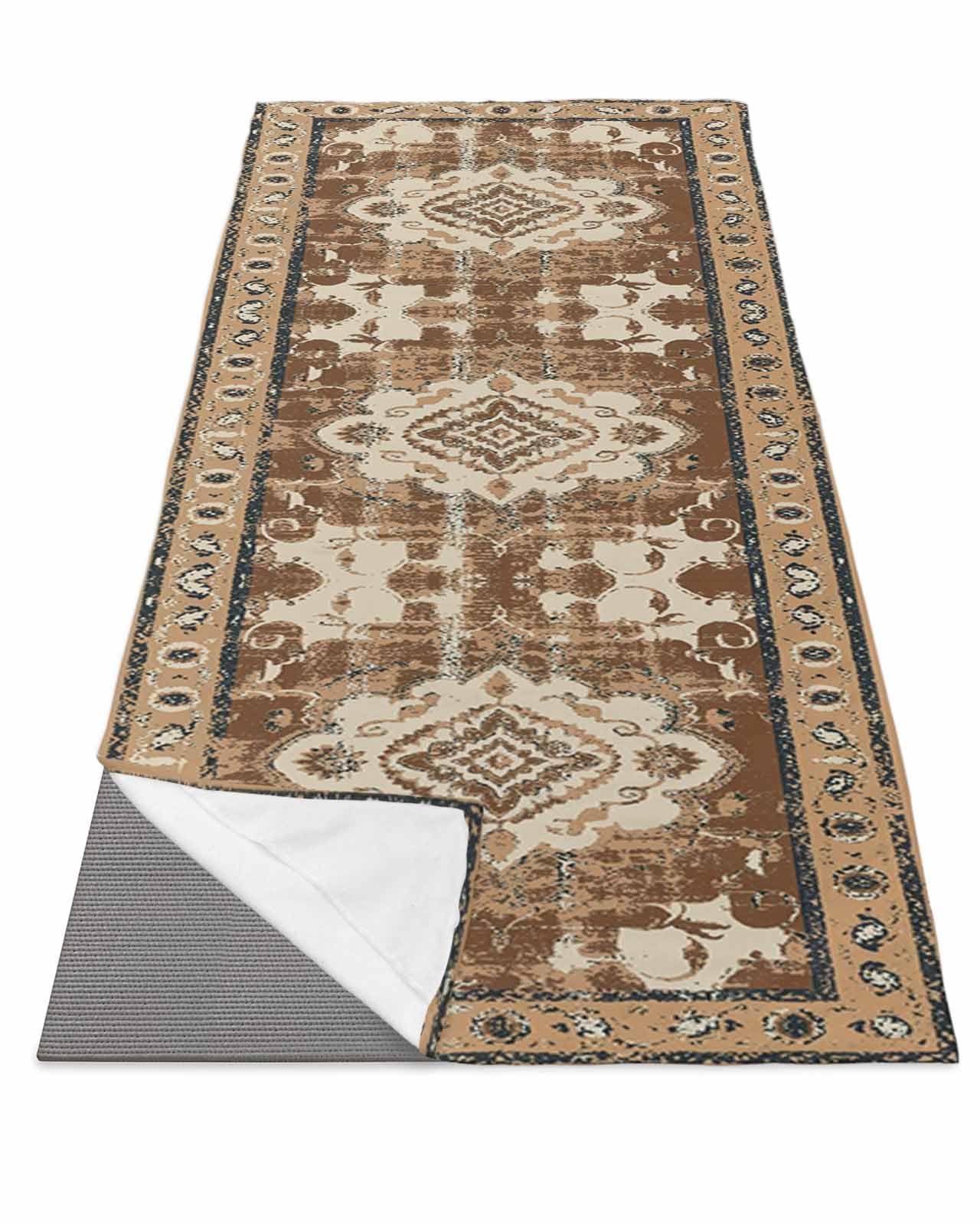 DecorLovee Yoga Mat Towel for Hot Yoga, Brown Boho Absorb Sweat Microfiber Yoga Towel Non Slip Yoga Mat Towel with 4 Corner Pockets for Bikram, Pilates, Southwestern Vintage Geometric Art 26" Wx70 L-image-41