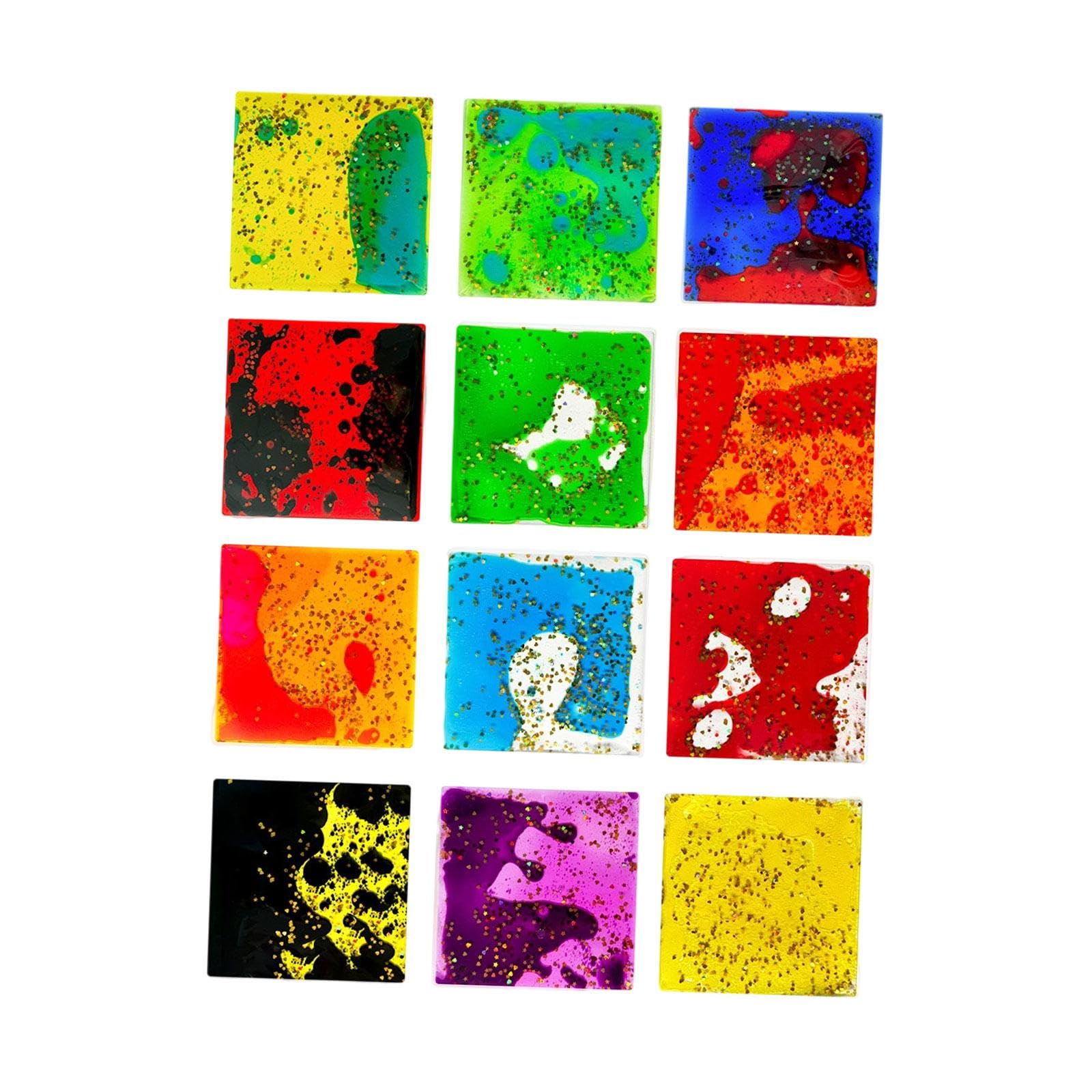 perfeclan 12 Stücke sensorisches weiches Gel flüssiges Spielzeug, Flüssigbewegungsspielzeug, Osterkorb Stuff, tragbares beruhigendes Spielzeug für Kinder, Quadrat
