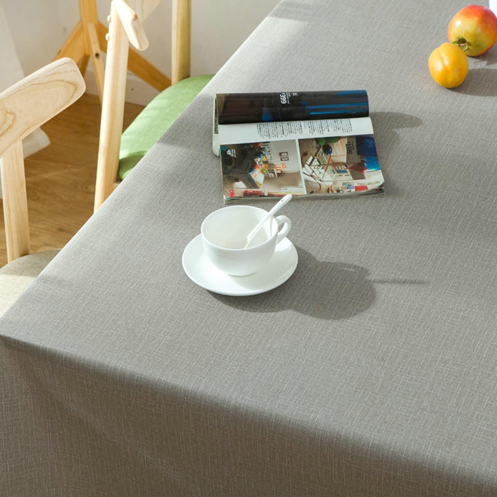 Nappe Rectangulaire, 100 x 160 cm Nappes en PVC Couleur Unie Nappe Anti-tâche Protection de Table pour Salle à Mangerr, Jardin, Gris