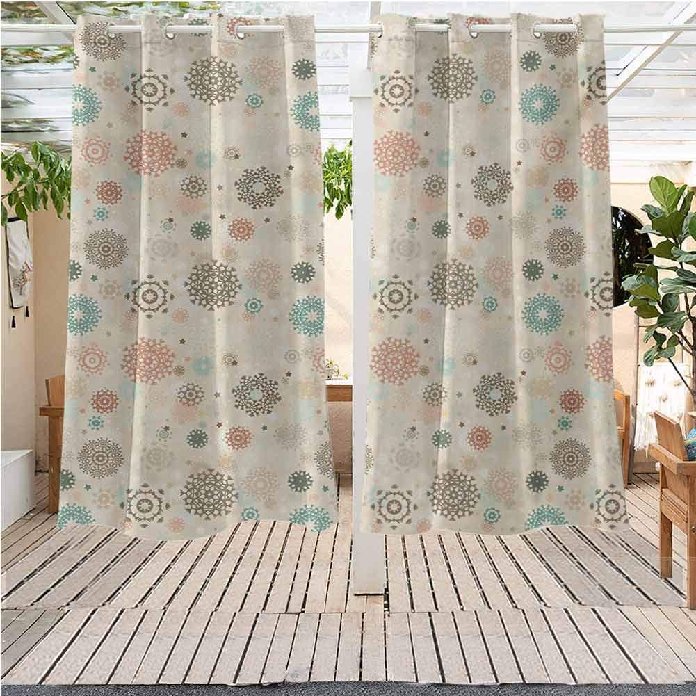 Outdoor Curtain Drapes Outdoor Waterproof Curtains Christmas Decoration Winter Retro Style Christmas Pattern Uv Ray Protected Waterproof Indoor Outdoor (52W X 45L)