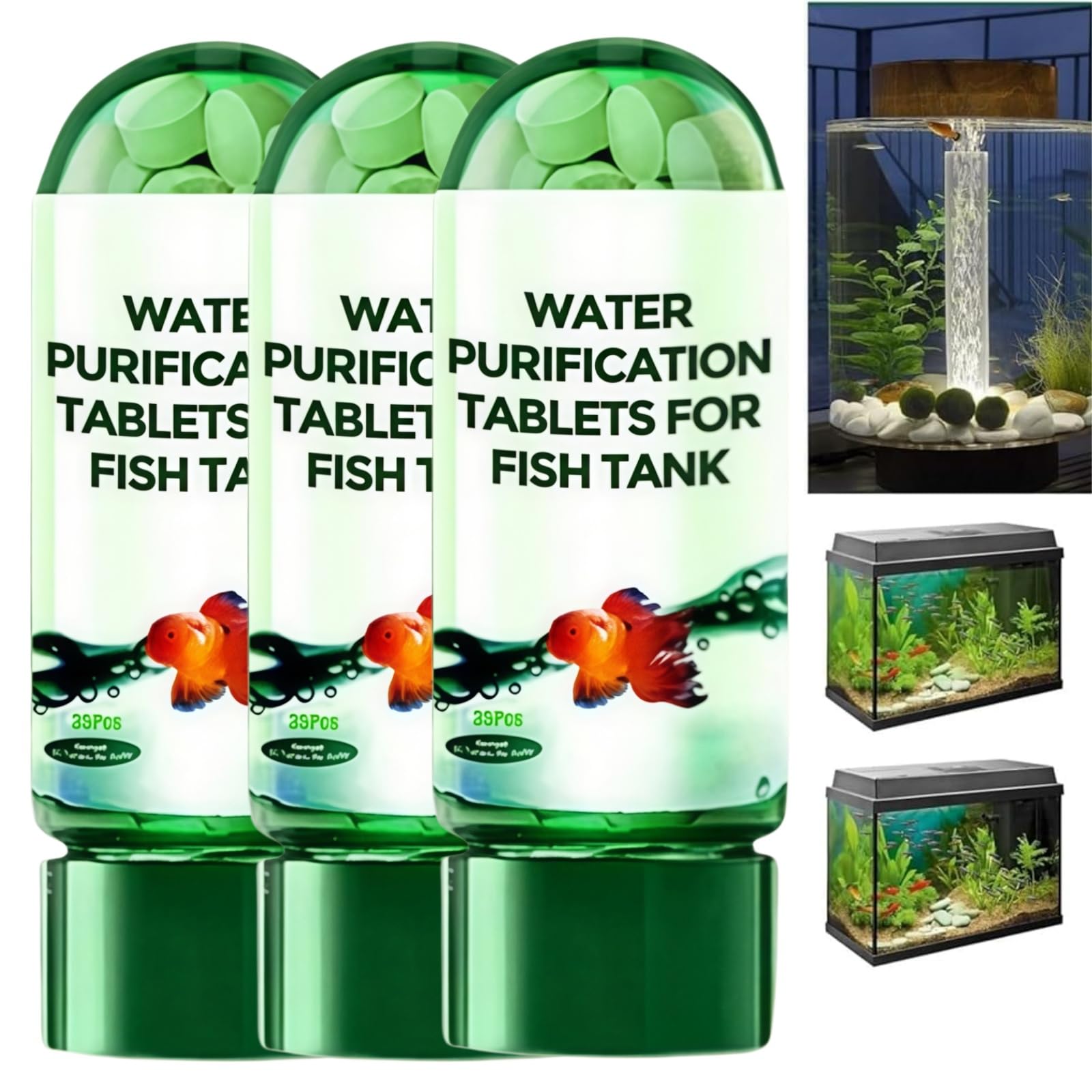 3PCS Powerful Water Purification Tablets: Polymer Macromolecules Aquarium Algae Remover & Fish Tank Cleaner, Fish-Friendly Water Conditioner to Remove All Kinds of Turbidity, Efficient and Gentle